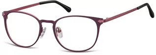 Okulary korekcyjne, oprawki, szkła - Sunoptic Okulary Oprawki damskie kocie oczy stalowe 992E fioletowe - grafika 1
