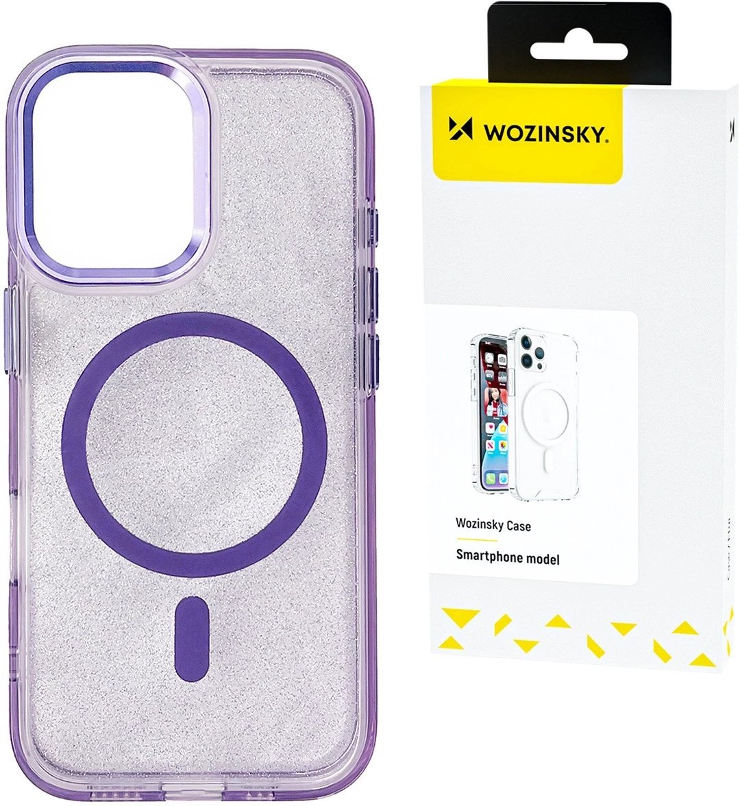 Etui Wozinsky Glitter Case MagSafe na Samsung Galaxy S24 FE - fioletowe z brokatem