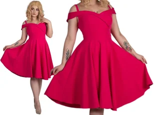 Sukienka Pin Up Fuksja Na Wesele Hiszpanka Retro - Sukienki - miniaturka - grafika 1