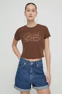 Koszulki sportowe damskie - Guess Originals t-shirt damski kolor brązowy - miniaturka - grafika 1