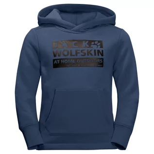 Bluzy dla dziewczynek - Jack Wolfskin Bluza z kapturem dziecięca BRAND HOODY K Dark Indigo - grafika 1