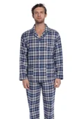 Piżamy męskie - Flanelowa piżama męska PAULO XXL Ciemnoniebieski - miniaturka - grafika 1