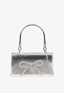 Srebrna Wizytowa Torebka Vices ze Sztywną Rączką i Łańcuszkiem na Ramię Jalinne - Torebki damskie - miniaturka - grafika 1