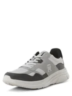 Trampki męskie - Tommy Hilfiger Tenisówki z dodatkiem skóry Mężczyźni Tekstylia szary jednolity, 42 - miniaturka - grafika 1