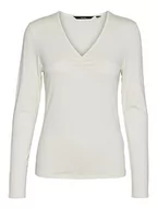 Bluzki damskie - VERO MODA Bluzka damska VMALBERTE LS dekolt w serek Top JRS NOOS, Snow White, M - miniaturka - grafika 1