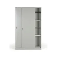 Szafy biurowe - B2B Partner Metalowa szafa z przesuwnymi drzwiami, demontowana, 4 półki, 1200 x 1990 x 450 mm, jasnoszary 908016 - miniaturka - grafika 1