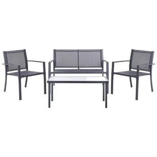 Zestaw ogrodowy ze stolikiem dla 4 osób TAVOLETO Metal Ciemnoszary - Meble ogrodowe Zestaw ogrodowy ze stolikiem dla 4 osób TAVOLETO Metal Ciemnoszary - Meble ogrodowe - miniaturka - grafika 1