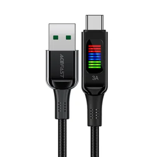 Kabel przewód USB-A - USB-C 60W z wyświetlaczem 1.2m czarny - Kable USB - miniaturka - grafika 1