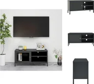 Szafki RTV - vidaXL Szafka pod TV antracyt 90x30x44 cm stal i szkło - Meble TV - miniaturka - grafika 1