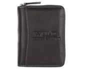 Portfele - WILD skórzany porfel na suwak 708 czarny 708 - miniaturka - grafika 1