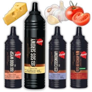 Sosy Sos Serowy 950G Ketchup Czosnkowy Tysiąc 1000 Wysp Zestaw XXL Fanex