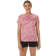 Koszulki i topy damskie - Damska Koszulka z krótkim rękawem ASICS CORE ALL OVER PRINT SS TOP W 2012C646-705 – Różowy - miniaturka - grafika 1