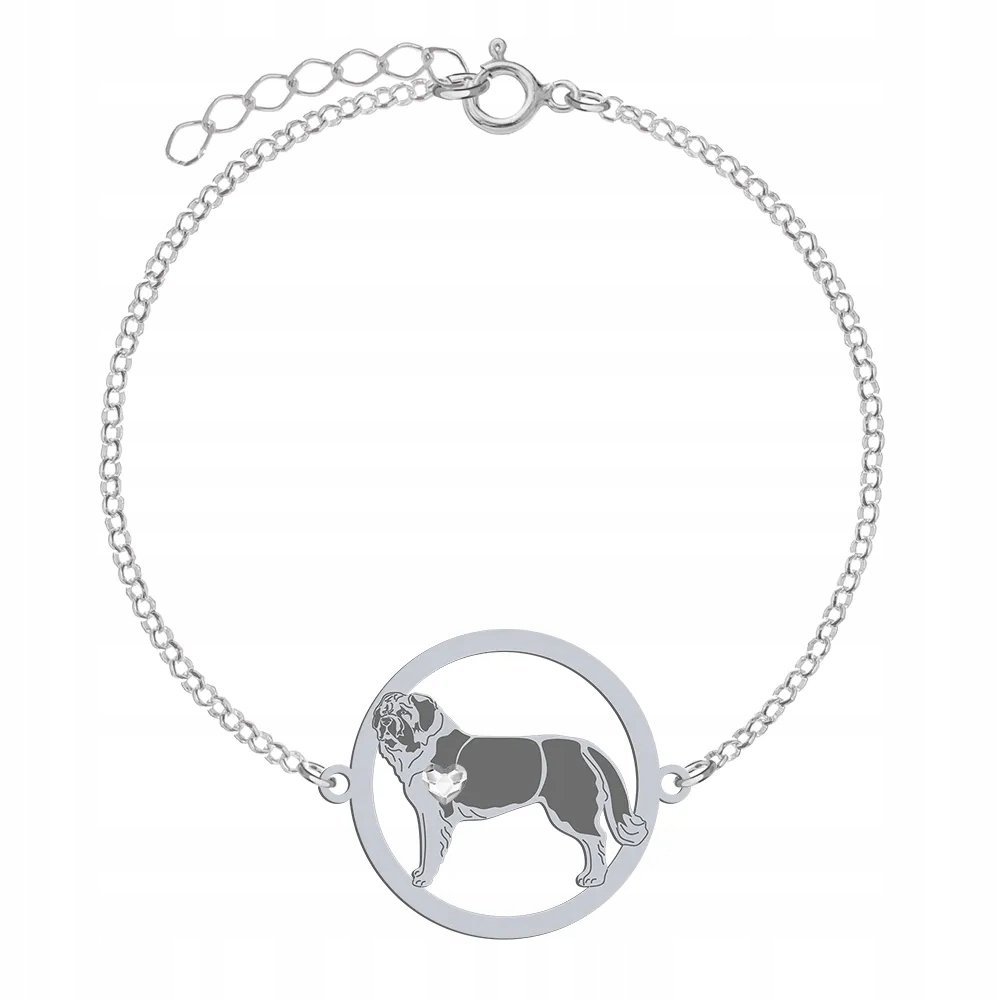 Bransoletka Srebrna z psem Moskiewski Pies Stróżujący 925 Prezent GRAWER