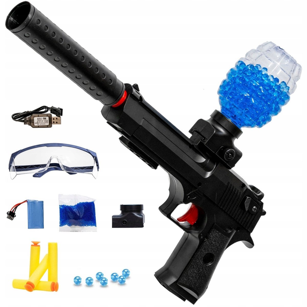 Pistolet Automat Na Kulki Żelowe Wodne I Strzałki Czarny 2W1 Elektryczny