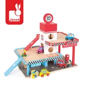 Tory, garaże, parkingi - janod Stacja benzynowa garaż drewniany z 8 elementami 3700217357184 - miniaturka - grafika 1