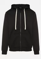 Bluzy męskie - Czarna Rozpinana Bluza z Bawełną i Kapturem i Ozdobnymi Sznurkami Bialise - miniaturka - grafika 1