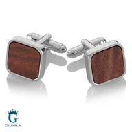 Spinki do mankietów i krawatów - Spinki do mankietów z ciemnym drewnem X2 AJA1103 - miniaturka - grafika 1