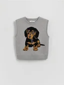 Swetry dla dziewczynek - Reserved - Dzianinowa kamizelka z wiskozą - jasnoszary - miniaturka - grafika 1