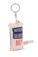 Plecaki - NICI Breloczek do kluczy mini pluszowa poduszka Merkste 8 cm z dzwoneczkiem kolorowy towarzysz do plecaka lub torby, uchwyt na klucze dla małych i dużych 62106 - miniaturka - grafika 1