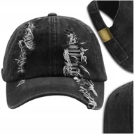 Czapki damskie - Czapka z daszkiem uniwersalna jeansowa damska męska czarna bejsbolówka - miniaturka - grafika 1