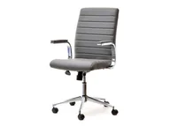 Fotele i krzesła biurowe - Wygodny Fotel Biurowy Z Ekoskóry Cruz Szary Na Nodze Chrom - miniaturka - grafika 1