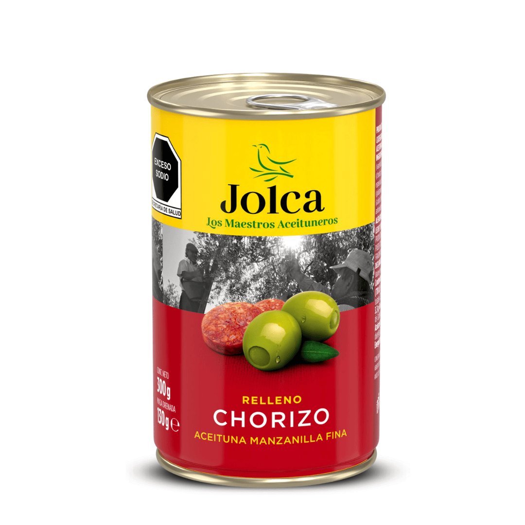 Hiszpańskie oliwki zielone z chorizo w puszce 300 g Jolca
