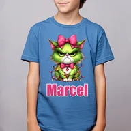 Koszulki dla chłopców - Zielony, wściekły świąteczny kot - koszulka dziecięca - miniaturka - grafika 1