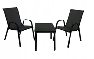 Meble ogrodowe - ZESTAW MEBLI OGRODOWYCH BALKON TARAS STÓŁ STOLIK 2x KRZESŁA MALAGA CZARNY - miniaturka - grafika 1