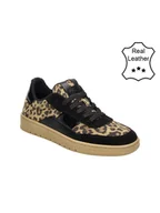 Trampki damskie - Bullboxer Skórzane sneakersy w kolorze czarno-jasnobrązowym - miniaturka - grafika 1