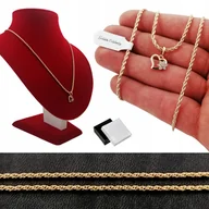 Naszyjniki - Złoty Naszyjnik Kordel+Serduszko Z Kwiatkiem 60 Cm - miniaturka - grafika 1