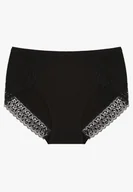 Majtki damskie - Czarne Majtki Figi z Bawełny z Koronkową Lamówką Idilea - miniaturka - grafika 1