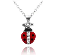 Naszyjniki - MINET Naszyjnik srebrny BIEDRONKA z cyrkoniami - miniaturka - grafika 1