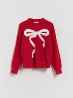 Swetry dla dziewczynek - Reserved - Sweter z kokardką - czerwony - miniaturka - grafika 1
