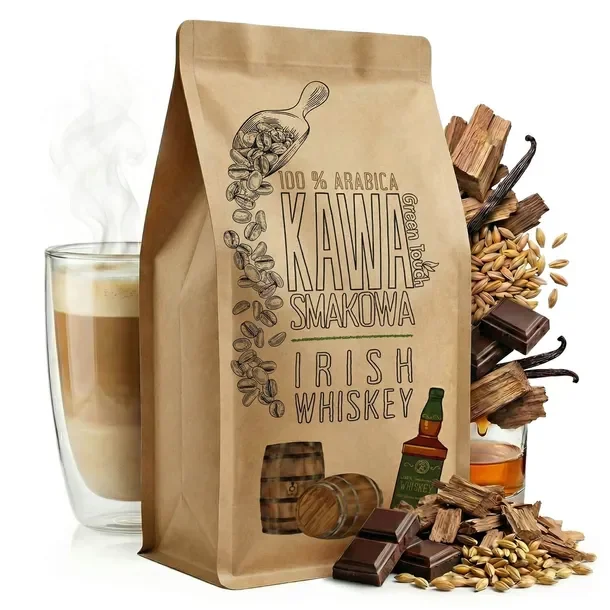 KAWA ZIARNISTA smakowa IRISH WHISKEY o smaku whisky 1 kg Green Touch
