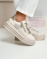 Sneakersy damskie - Filippo Buty Damskie Dp6704 Wygodne Skórzane Beżowe 39 Sneakersy - miniaturka - grafika 1