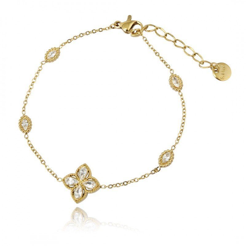 Bransoletka na rękę stal chirurgiczna pozłacana 14k złotem BST1537