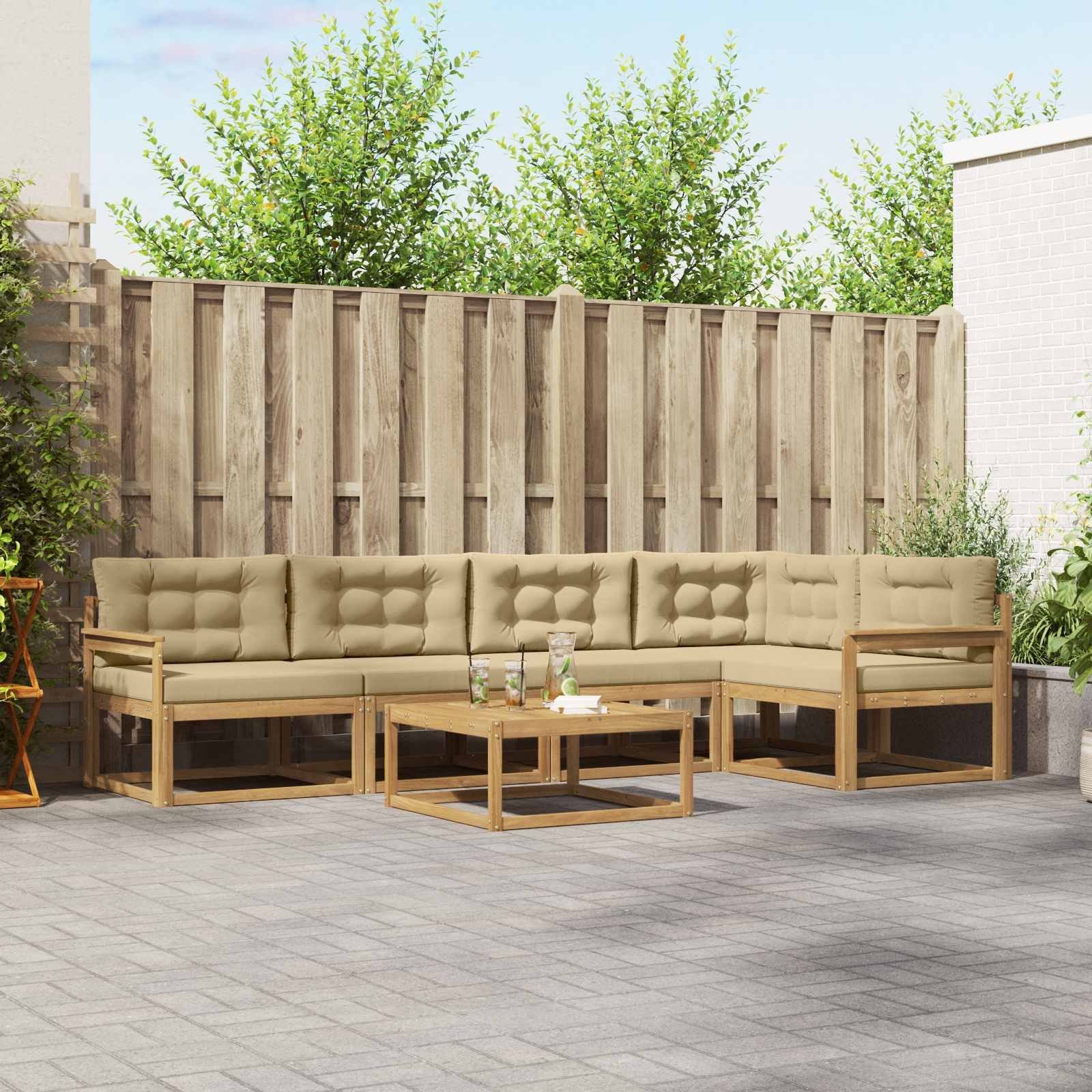 vidaXL Zestaw sof na zewnątrz 6 pcs Biały i Beżowy 79 x 79 x 37 cm