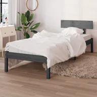 Łóżka - Łóżko z litego drewna sosna szara 100x200 cm - miniaturka - grafika 1