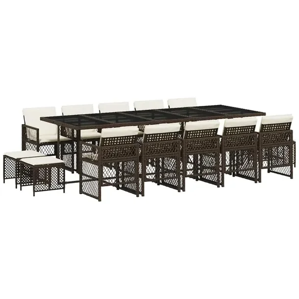 Zestaw Mebli Ogrodowych Rattan PE Brązowy 275x106x73 cm