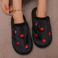 Kapcie damskie - TEMU Kobiece Kapcie Zimowe - Miękkie Buty Domowe z Wzorem , Antypoślizgowa Podeszwa EVA - Przytulne Różowo-Czerwone Obuwie do Domu na Zimną Podłogę - - miniaturka - grafika 1