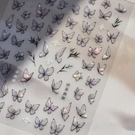 Ozdoby do paznokci - TEMU 1 szt. Naklejki do Paznokci 5D - Brokatowy i Wzór z Gałązką Wierzby z Czarną Ramką, Irydujące Naklejki Manicure do DIY, Samoprzylepne i - miniaturka - grafika 1