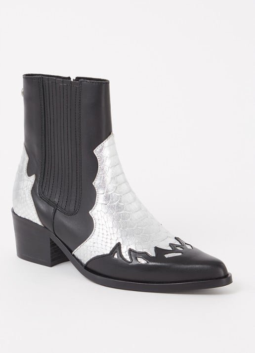 Steve Madden botki damskie 37 skórzane kowbojki czarne srebrne