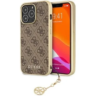 Guess Etui 4G Charms Collection do Apple iPhone 13 Pro Max Brązowy | GUHCP13XGF4GBR - Etui i futerały do telefonów - miniaturka - grafika 1