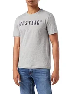 Koszulki męskie - MUSTANG Męski T-shirt Alex C Logo Tee, Mid Grey Melange 4140, L - miniaturka - grafika 1