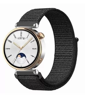 opaska pasek bransoleta NYLON Garmin GARMIN VENU 2S / VENU 3S / Vivoactive 4S / Huawei Watch GT 4 41mm 18mm czarna - Akcesoria do smartwatchy - miniaturka - grafika 1