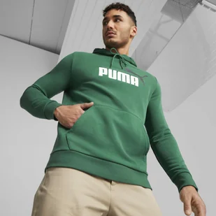Męska bluza dresowa nierozpinana z kapturem ESS+ 2 Colour Big Logo Hoodie - zielona - PUMA - Bluzy sportowe męskie - miniaturka - grafika 1