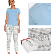 Piżamy damskie - CORNETTE Pi��ama Damska NICKY730/316 Bawe��niana Niebieska Kratka Rozmiar XXL - miniaturka - grafika 1