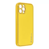 Etui i futerały do telefonów - Forcell Futerał LEATHER Case skórzany do IPHONE 12 PRO żółty - miniaturka - grafika 1