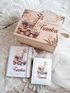 ZESTAW ŻYRAFA z personalizacją, prezent na Chrzest, roczek, narodziny chłopca - Pamiątka Chrztu Świętego - miniaturka - grafika 1