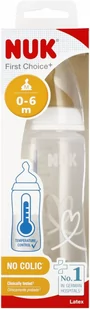 NUK Butelka z wskaźnikiem temp. 300 ml 0-6m First Choice biała - Butelki dla niemowląt - miniaturka - grafika 1